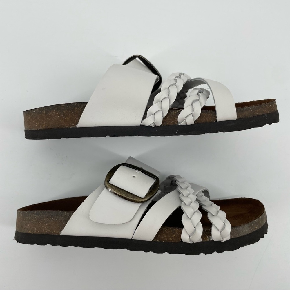 White Mountain Women’s Healing Footbed Sandals White Braided Leather 6M New - Picture 5 of 7